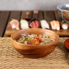 木製圓形沙拉碗 大, 單一顏色, 1個