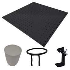 撥撥的架子 一片洞洞板 53x53cm (黑砂) + OA夾 (黑砂) 2個 + 杯架 Set, 1組