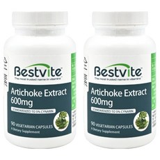 Bestvite 朝鮮薊萃取膠囊 600mg 素食膠囊, 90顆, 0.7g, 2罐