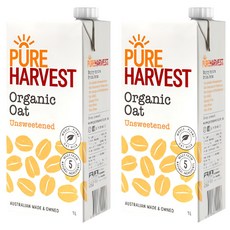 PURE HARVEST 澳洲有機燕麥奶 無添加糖, 1L, 2瓶