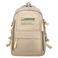 SHIMEIHUI 新款韓版 純色多層次收納防潑水雙肩抗震後背包, 46 x 37 x 5cm, 卡其色