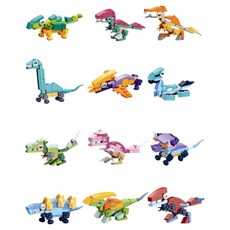 Ikkle 恐龍迷你公仔相容積木12件組 恐龍, 1套, 混合色