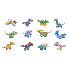 i-ccle 恐龍迷你公仔相容積木 12件組 透明恐龍, 1套, 混合顏色