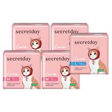 secretday Love超薄蝶翼型衛生棉 中(24.5cm) 16片入 4包+大(29cm) 14片入, 1組