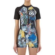 quaro 女用半拉鍊二分連身泳衣 ILB235