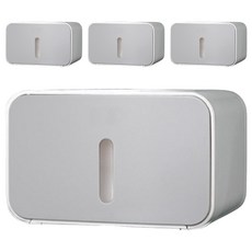 Market Plan 一鍵式免鑽孔衛生紙架盒, 灰色, 4個