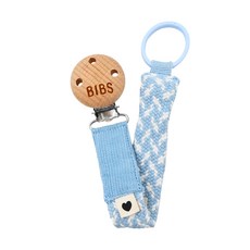 BIBS 有機棉奶嘴鏈, 100%不含塑化劑等有害物質, GOTS認證有機棉編織而成, 適用於大部分安撫奶嘴, 寶貝藍, 1條