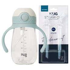마더케이 허그 추 빨대컵 + 빨대 리필 2p, 300ml, 1세트, 민트