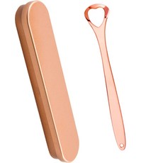 不銹鋼舌頭清潔器硬式+勺子式+外殼套組玫瑰金50g, 1套