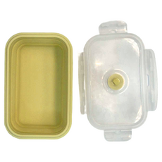 折疊矽膠便當盒 - 550ml, 松花綠, 1個