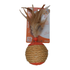 L’chic 寵物滾動羽毛藤球，貓玩具，羽毛，貓草球, 葫蘆橘, 1顆