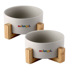 멍지 강아지 고양이 도자기 식기 2종 세트, 그레이, 그레이, 1세트