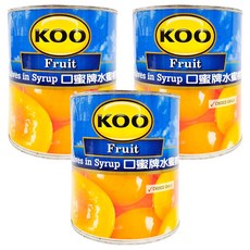 KOO 口蜜牌 水蜜桃罐頭 特選品質, 825g, 3罐