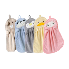 療癒動物造型珊瑚絨擦手巾5入組, 36 x 25cm, 可愛造型, 柔軟吸水, 可掛式設計, OB00214, 1組