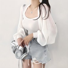 With Huilin 女性用遮手臂短版開襟罩衫