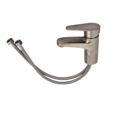 LEADER 麗達 304不鏽鋼 單孔面盆冷熱水龍頭 附進水管 LBE S102, 1組