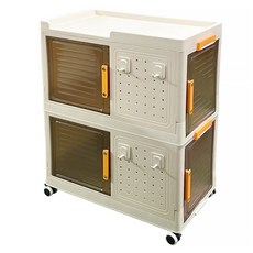 洞洞板收納箱 7230 二層-奶油黃, 54 x 32 x 67.5cm, 1個