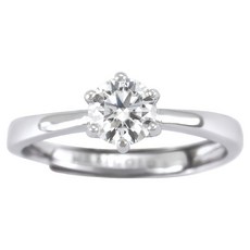 MARIGOLD 美爾朵 星光熠熠6爪戒指 925純銀 50分/1克拉莫桑鑽, 銀色, 戒圍直徑1.6cm