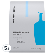 블루보틀커피 브라이트 원두, 홀빈(분쇄안함), 200g, 5개