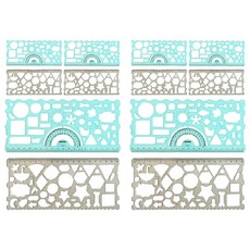 misoro 造型繪圖尺組 #1195 6個, 淺藍色 + 灰色 款式隨機, 12個