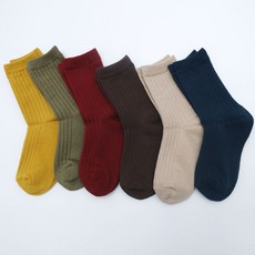 GIEN MALL MALL 孩童素色羅紋中筒襪組 6雙