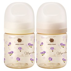 Yuhan Kimberly PPSU奶瓶 2入組, 玉蘭花款(奶油白+米色), 160ml, 1組
