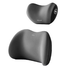 汽車記憶靠枕套裝，記憶棉+合成纖維，頭枕約26*18*12CM，靠枕約40*30*10CM, 深灰色, 1組