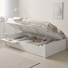 파로마 플루어 리프트업 수납침대 프레임 + 미니 협탁 세트 방문설치, 화이트