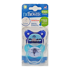 DrBrown's 美國布朗博士 PreVent功能性人體工學安撫奶嘴 0-6月 藍色, 0歲以上, 1組