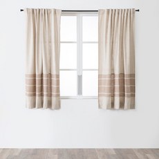 HOLA 和樂家居 拼接緹花半腰窗簾 2.4kg, 彌月咖, 1個