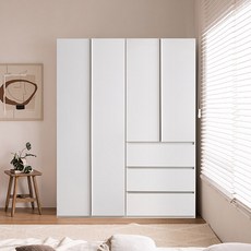삼익가구 국내 제조 리뉴 키높은 800 A타입 + 800 3단 서랍형 옷장 방문설치, 화이트