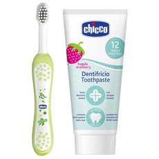 Chicco 兒童草莓牙膏+牙刷組 12個月以上, 1組