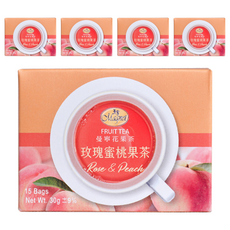 Magnet 曼寧 玫瑰蜜桃水果茶 不含咖啡因和人工色素 德國花草原料, 2g, 15包, 5盒