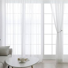 POGnAn 瑪莉雪紡穿桿式窗簾, 白色