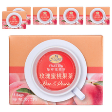 Magnet 曼寧 玫瑰蜜桃水果茶 不含咖啡因和人工色素 德國花草原料, 2g, 15包, 6盒