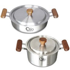 OSLO 3層不鏽鋼雙耳淺湯鍋+雙耳湯鍋組, 混色, 火鍋24cm，水鍋20cm