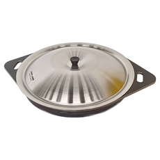 UNIFLAME 圓形鐵板組 黑皮鐵板4.5mm 附蓋, 30cm, 1組