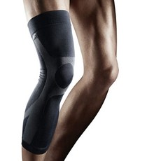 LP SUPPORT 激能壓縮全腿套 防滑硅膠條設計 環狀成型針織工藝, L, 黑色, 1個