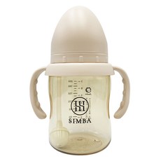 Simba 小獅王辛巴 蘊蜜鉑金 PPSU寬口吸管把手 防脹氣奶瓶 0歲以上, 杏茶, 200ml, 1個