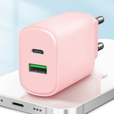 홈플래닛 20W 2포트 PD 고속충전기 (애플 아이폰 호환), 핑크, 1개