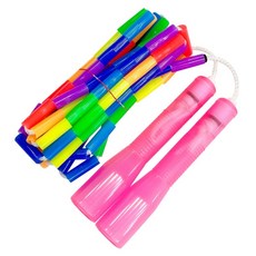 JFROPE 閃亮兒童彩虹珠跳繩, 粉紅色