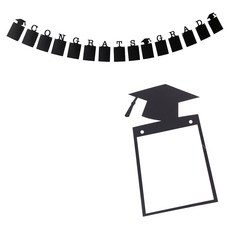 Viita 畢業慶祝派對造型掛旗佈置 字母 照片卡夾, 黑色, 14.1 x 20cm