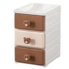 加厚抽屜式收納櫃子臥室床頭兒童衣櫃 45cm 3層, 奶咖