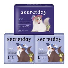 secretday Love系列 蝶翼衛生棉 大型 14片 2包 + Love系列 夜用 10片, 1套