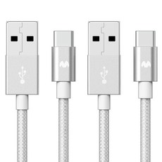 구스페리 C타입 to USB 고속충전 케이블, 실버, 2m, 2개