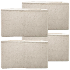 SHIMOYAMA 棉麻布摺疊式分類收納盒, 米色, 4個