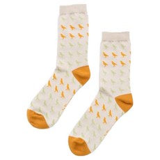 in Blooom 印花樂 緹花中長襪 台灣八哥 含棉47%, 腳底sole 24~27cm, 暖橘杏