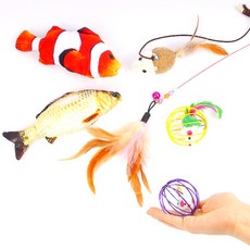 Belletpet貓咪玩具貓薄荷靠墊魚娃娃 2種+老鼠球 2入+鈴鐺釣魚竿 2種組