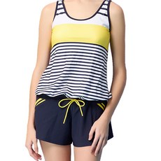 Summer love 夏之戀 大女連身褲二件式泳衣, 泳衣褲同色材質, 三片剪裁式泳褲, 3L, S24702