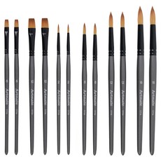 Artmate 水彩畫筆 灰色 777A 6件組, 平刷(6號, 10號), 圓刷(2號, 8號, 12號, 16號), 2個